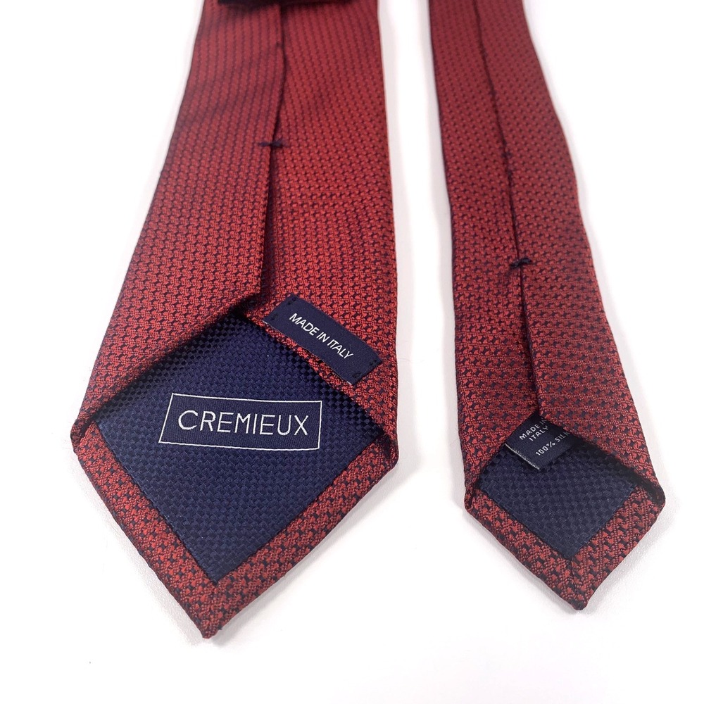 Cremieux Mens Tie Red & Black Foulard Geometric Design 100% Silk‎ Italy - Picture 4 of 5